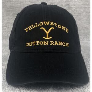 Yellowstone Dutton Ranch Trucker Cap Hat Black Adjustable Embroidered Mesh
